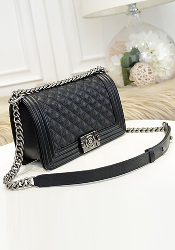 Ingrid Litchi Leather Flap Black