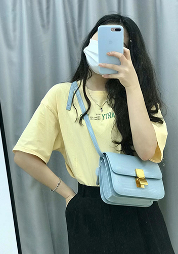 Martha Medium Lizard Leather Light Blue