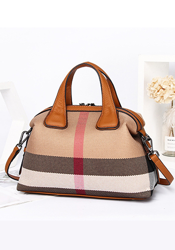 Christi Canvas Leather Medium Bag Camel