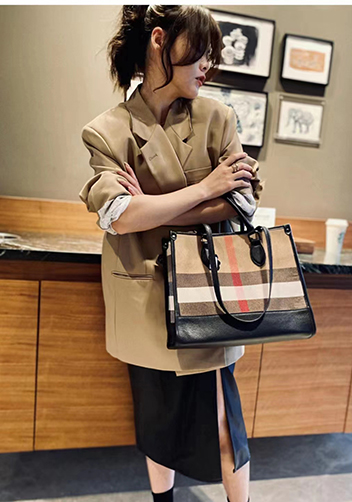 Louisa Canvas Leather Medium Shopping Tote Black