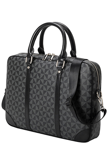 Louisa Triangle Checked Vegan Laptop Briefcase Black