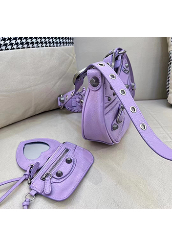 The Route 66 XS Studded Leather Shoulder Bag Purple