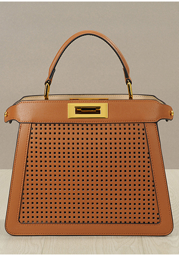 Carrie Perforated Leather Bag Camel