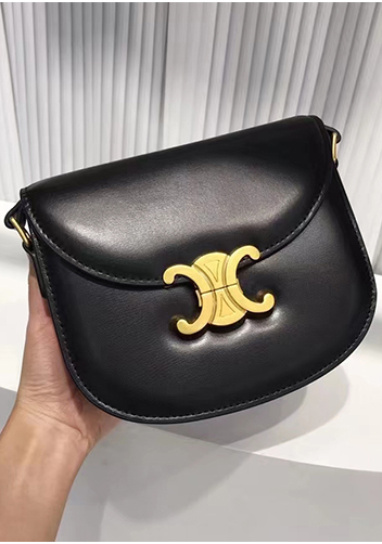 Yuga Leather Saddle Shoulder Bag Black