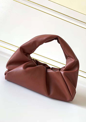 Dina Small Leather Shoulder Hobo Bag Brick