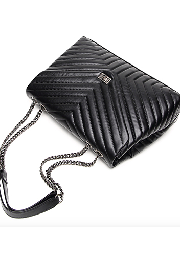 Yvonne Large Shoulder Bag Lambskin Black