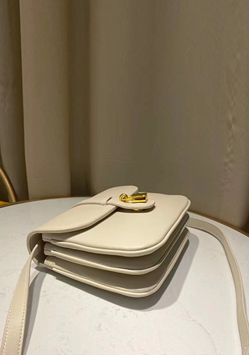 Anathema Calfskin Padlock Shoulder Bag Cream