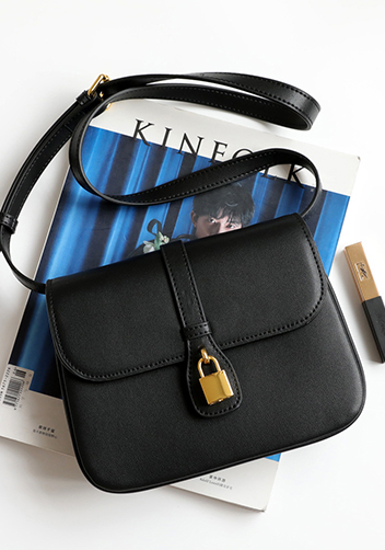 Anathema Calfskin Padlock Shoulder Bag Black