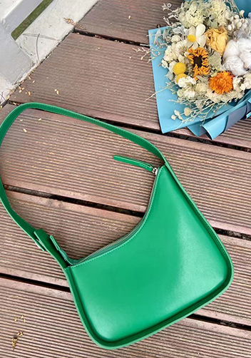 Luna Half Moon Leather Shoulder Bag Racing Green
