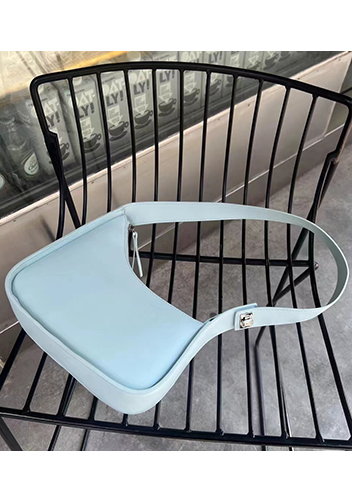 Luna Half Moon Leather Shoulder Bag Blue