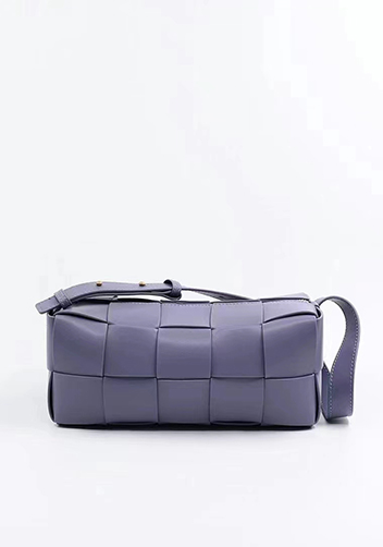 Mia Woven Smooth Leather Medium Shoulder Bag Purple