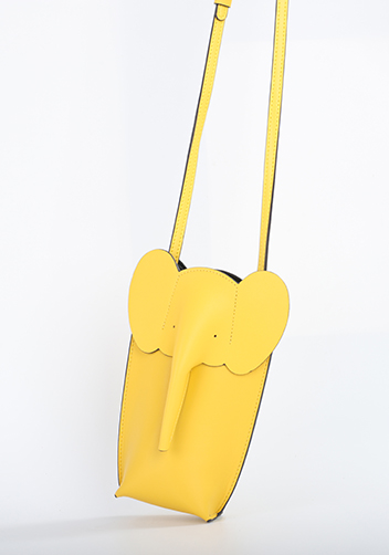 THE ELEPHANT POCKET SHOULDER LEATHER BAG YELLOW