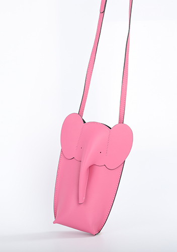 THE ELEPHANT POCKET SHOULDER LEATHER BAG HOT PINK