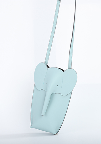THE ELEPHANT POCKET SHOULDER LEATHER BAG BLUE