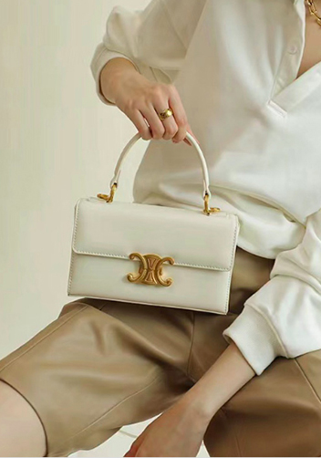 Yuga Leather Top Handle Shoulder Bag Cream