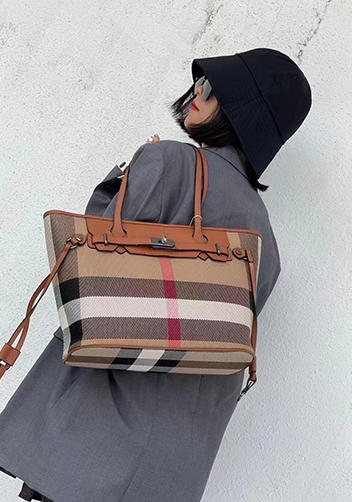 Darling Canvas Leather Tote Bag Brown