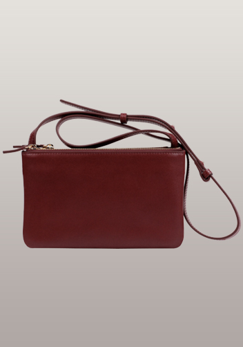 Geri Small Three Layer Leather Shoulder Bag Burgundy