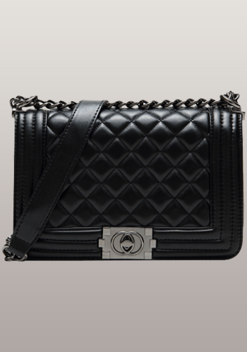 Ingrid Faux Leather Medium Bag With Circle Hardware Black