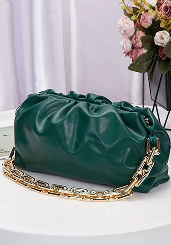 Dina Leather Clutch Chain Bag Green