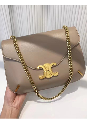 Yuga Leather Saddle Chain Shoulder Bag Grey