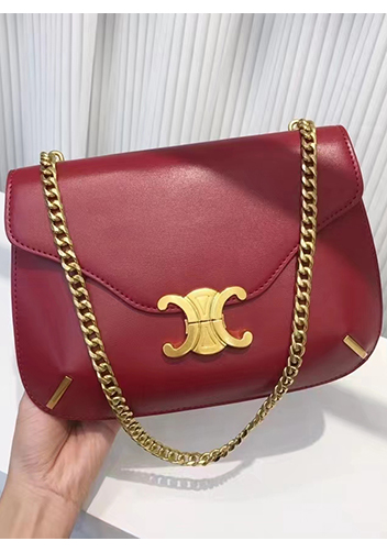 Yuga Leather Saddle Chain Shoulder Bag Burgundy