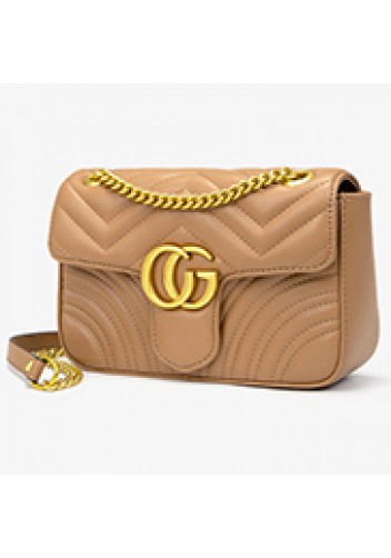 Hannah Flap Small Bag Faux Leather CG Logo Beige