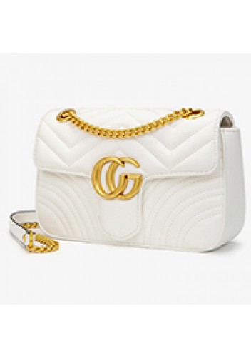 Hannah Flap Large Bag Faux Leather CG Logo White